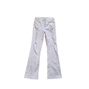 Joe's Jeans High Rise Distressed Flare Jeans Button Front White Women's 26